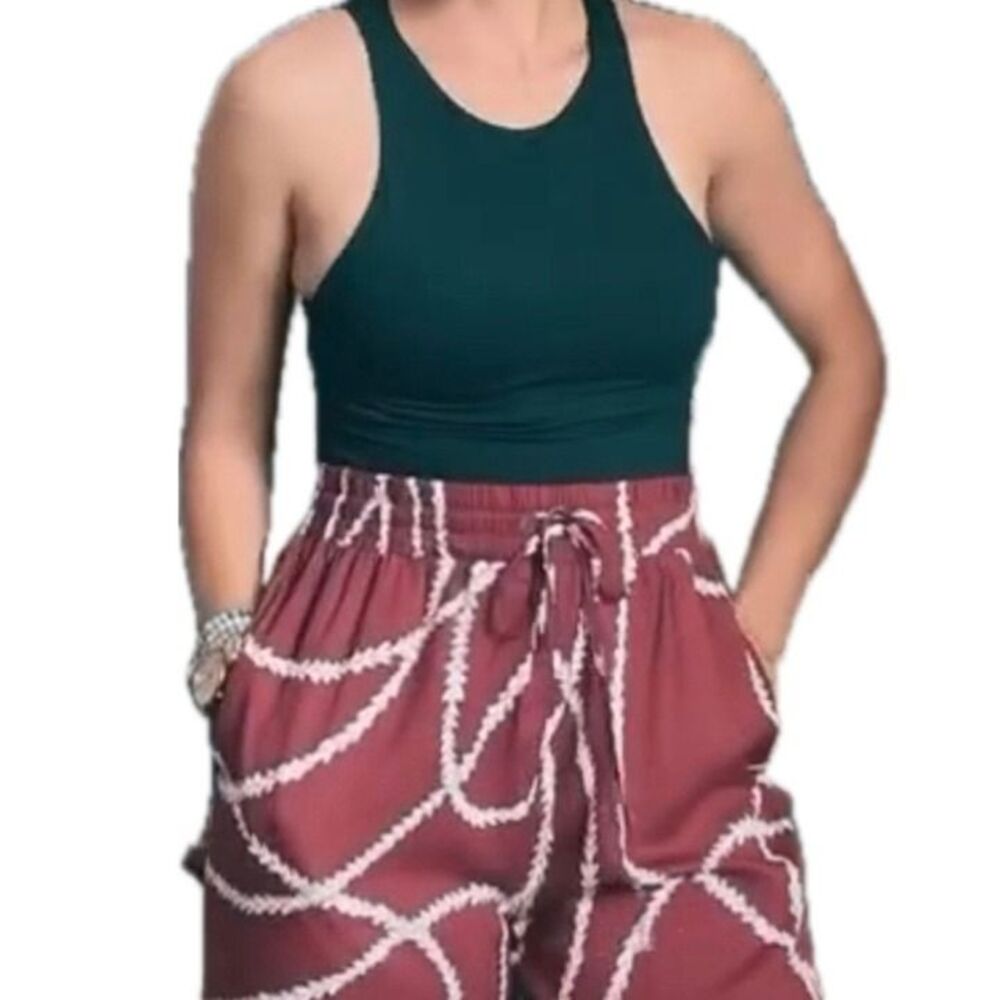 Kamea Designs Merrie Monarch 2023 Pikake Collection Elastic Wide Leg Pants L
